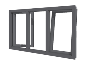 Aluminium-Dreh-Kipp-Fenster mit 2 Flügeln und festverglastem Element